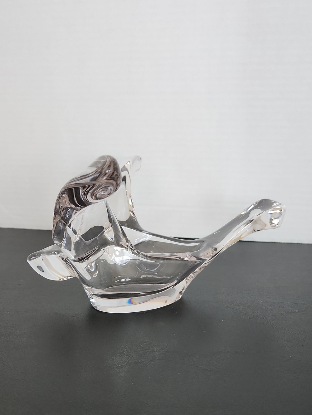 Princess House Lead Crystal Clear Glass Flying Dove Decorative Bowl